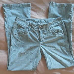 Mixit Stretch Pastel Sage Green Velvet Pants with Embellished Buttons Size 10